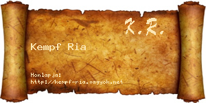 Kempf Ria névjegykártya